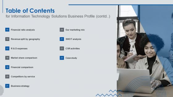 Table Of Contents For Information Technology Solutions Business Profile Portrait PDF