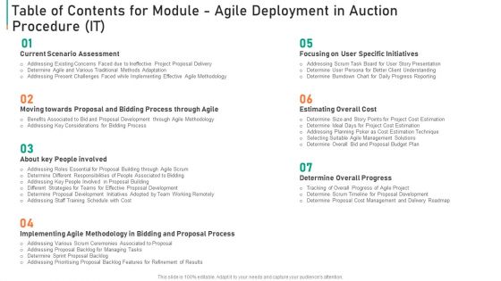 Table Of Contents For Module Agile Deployment In Auction Procedure It Background PDF