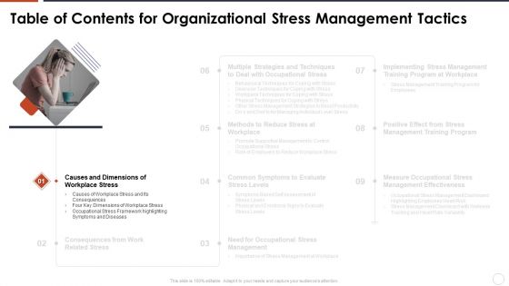 Table Of Contents For Organizational Stress Management Tactics Key Inspiration PDF