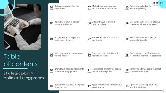 Table Of Contents Hiring Process Strategic Plan To Optimize Guidelines PDF Table Of Contents Hiring Process Strategic Plan To Optimize Guidelines PDF