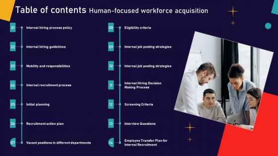 Table Of Contents Human Focused Workforce Acquisition Template PDF