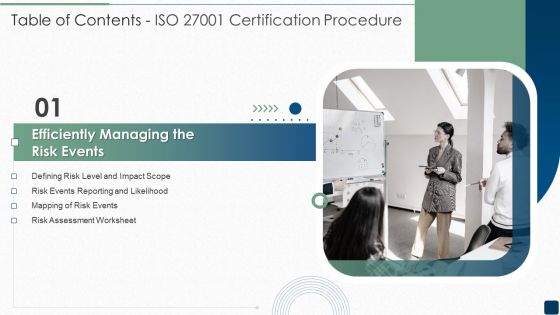 Table Of Contents ISO 27001 Certification Procedure Slide Formats PDF