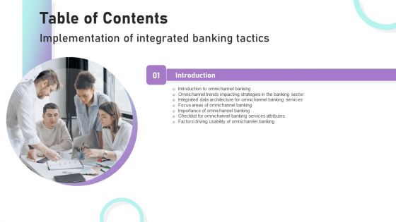 Table Of Contents Implementation Of Integrated Banking Tactics Ppt Inspiration Templates PDF Table Of Contents Implementation Of Integrated Banking Tactics Ppt Inspiration Templates PDF