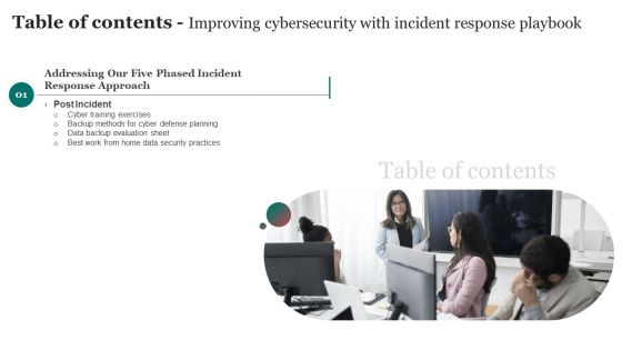 Table Of Contents Improving Cybersecurity With Incident Slide Guidelines PDF