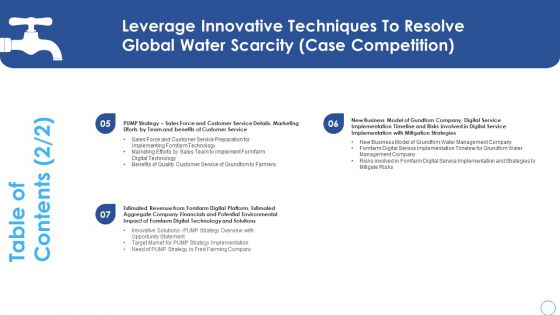 Table Of Contents Leverage Innovative Techniques Resolve Global Water Scarcity Demonstration PDF
