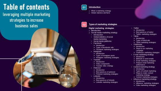 Table Of Contents Leveraging Multiple Marketing Strategies To Increase Business Sales Introduction PDF Table Of Contents Leveraging Multiple Marketing Strategies To Increase Business Sales Introduction PDF