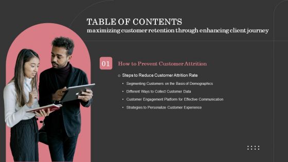 Table Of Contents Maximizing Customer Retention Through Enhancing Client Journey Designs PDF