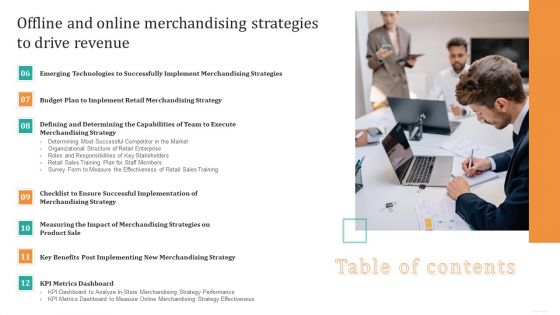 Table Of Contents Offline And Online Merchandising Strategies To Drive Revenue Cont Portrait PDF