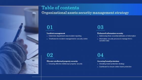 Table Of Contents Organizational Assets Security Management Strategy Information PDF