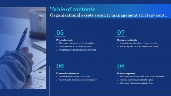 Table Of Contents Organizational Assets Security Management Strategy Information PDF