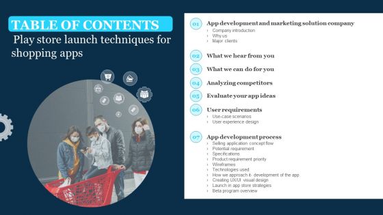 Table Of Contents Play Store Launch Techniques For Shopping Apps Sample PDF