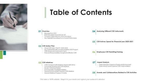 Table Of Contents Ppt Model Picture PDF