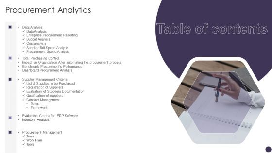 Table Of Contents Procurement Analytics Cont Slides PDF