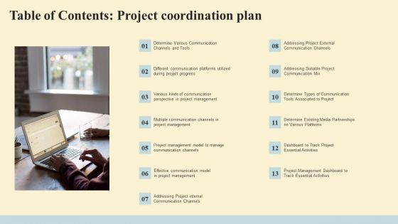 Table Of Contents Project Coordination Plan Graphics PDF