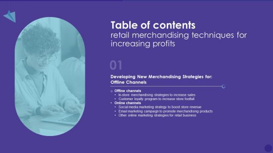 Table Of Contents Retail Merchandising Techniques For Increasing Profits Slide Introduction PDF