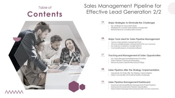 Table Of Contents Sales Management Pipeline For Effective Lead Generation Diagrams PDF