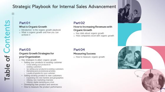 Table Of Contents Strategic Playbook For Internal Sales Advancement Clipart PDF