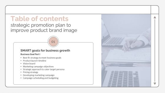 Table Of Contents Strategic Promotion Plan To Improve Product Brand Image Slide Information PDF