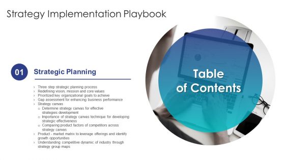 Table Of Contents Strategy Implementation Playbook Background PDF