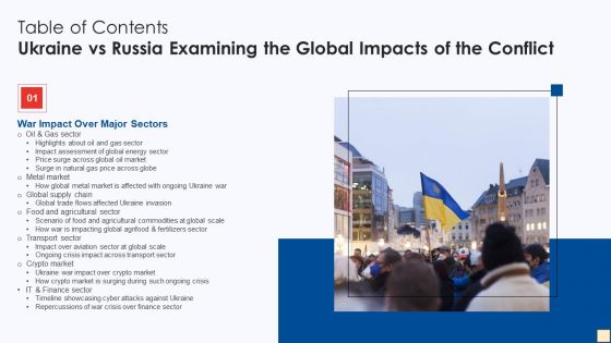 Table Of Contents Ukraine Vs Russia Examining The Global Impacts Of The Conflict Slides PDF