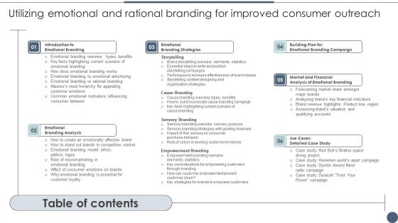 Table Of Contents Utilizing Emotional And Rational Branding For Improved Consumer Outreach Microsoft PDF