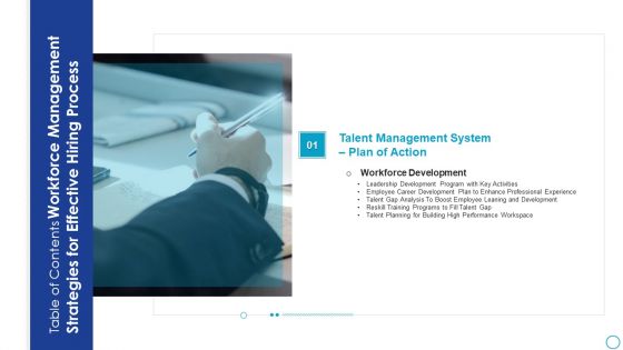 Table Of Contents Workforce Management Strategies For Effective Hiring Process System Clipart PDF
