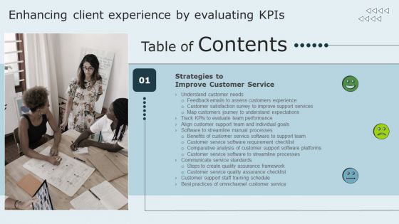 Table Of Contnes Enhancing Client Experience By Evaluating Kpis Rules PDF