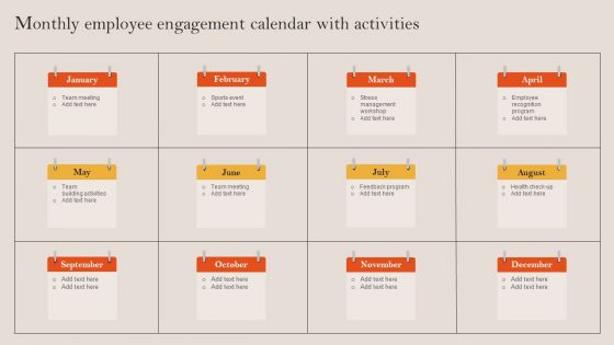 Tactical Employee Engagement Action Planning Monthly Employee Engagement Calendar With Activities Introduction PDF