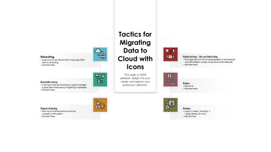 Tactics For Migrating Data To Cloud With Icons Ppt PowerPoint Presentation File Summary PDF