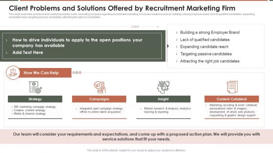 Talent Acquisition Marketing Client Problems And Solutions Offered By Recruitment Marketing Firm Brochure PDF Talent Acquisition Marketing Client Problems And Solutions Offered By Recruitment Marketing Firm Brochure PDF