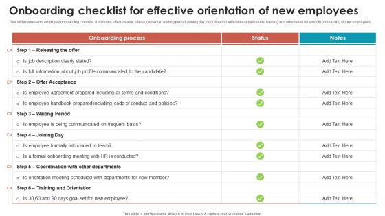 Talent Management Optimization With Workforce Staffing Onboarding Checklist For Effective Orientation Template PDF