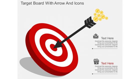 Target Board With Arrow And Icons Powerpoint Template