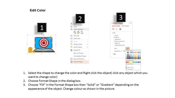 Target Dart On Laptop With Gold Coins Powerpoint Template