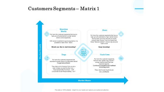 Target Market Segmentation Customers Segments Matrix Shares Ppt PowerPoint Presentation Outline Layout PDF