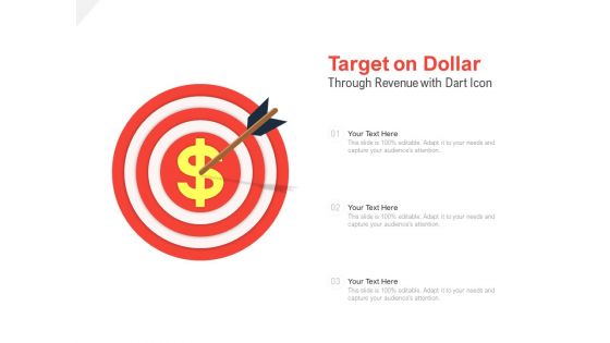 Target On Dollar Revenue With Dart Icon Ppt PowerPoint Presentation Ideas Picture