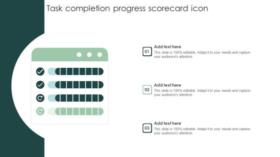 Task Completion Progress Scorecard Icon Template PDF