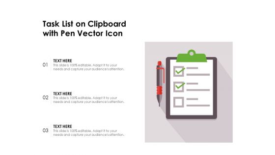 Task List On Clipboard With Pen Vector Icon Ppt PowerPoint Presentation Model Mockup PDF