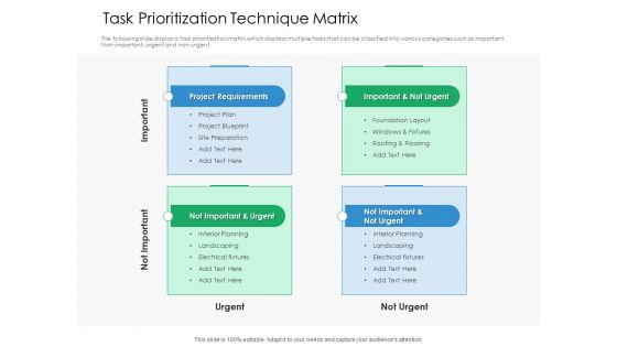 Task Prioritization Technique Matrix Action Priority Matrix Ppt Layouts Designs Download PDF