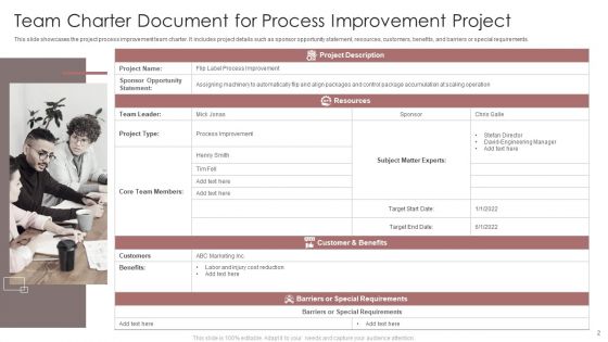 Team Charter Document Ppt PowerPoint Presentation Complete Deck With Slides