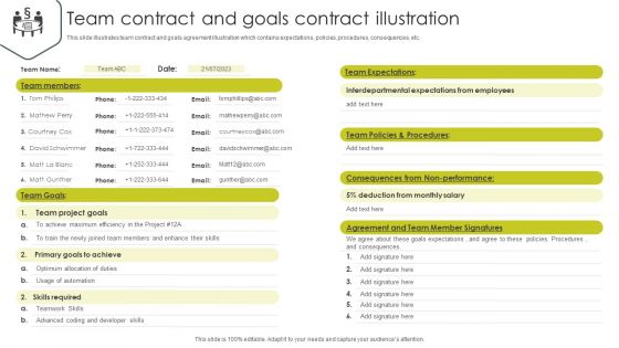 Team Contract And Goals Contract Illustration Information PDF