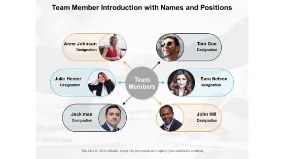 Team Member Introduction With Names And Positions Ppt Powerpoint Presentation Icon Outline