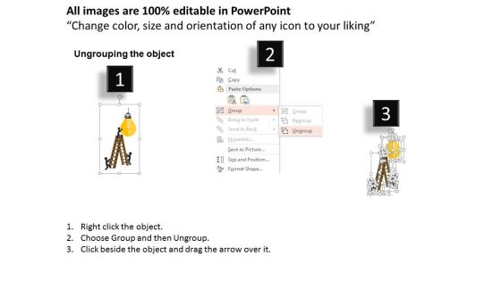 Team On Ladder Fixing Light Bulb Powerpoint Template