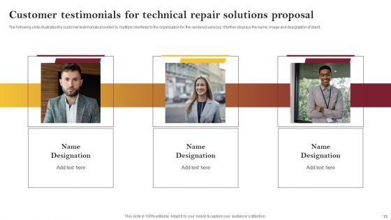 Technical Repair Solutions Proposal Ppt PowerPoint Presentation Complete Deck With Slides