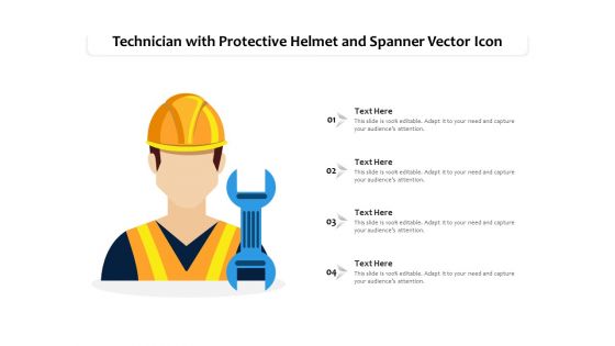 Technician With Protective Helmet And Spanner Vector Icon Ppt PowerPoint Presentation Model Background Image PDF