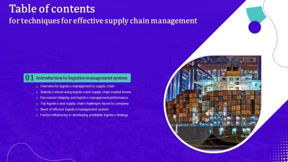 Techniques For Effective Supply Chain Management Ppt PowerPoint Presentation Complete Deck With Slides