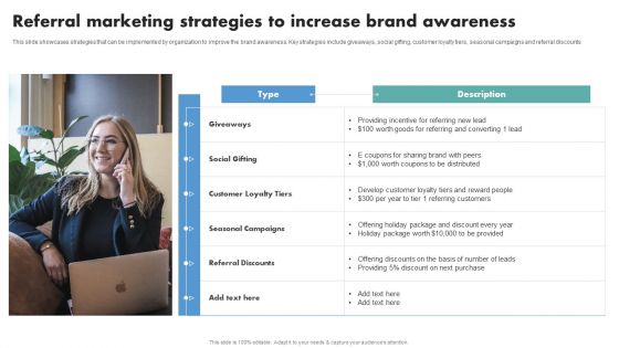 Techniques To Boost Brand Awareness Referral Marketing Strategies To Increase Brand Awareness Clipart PDF