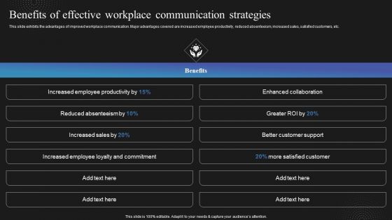 Techniques To Enhance Employee Benefits Of Effective Workplace Communication Mockup PDF