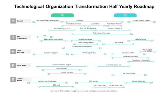 Technological Organization Transformation Half Yearly Roadmap Structure