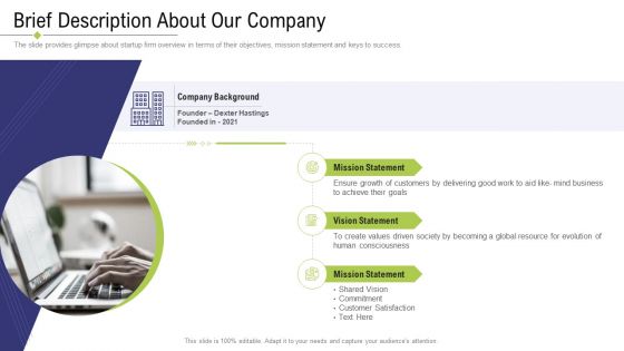 Technology Facility Maintenance And Provider Brief Description About Our Company Ppt Outline Mockup PDF