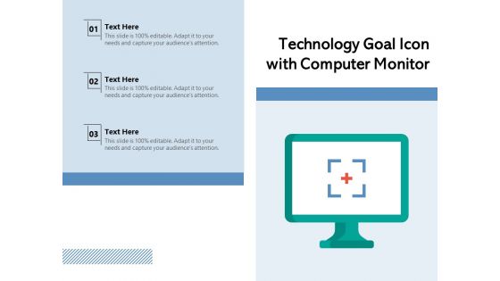 Technology Goal Icon With Computer Monitor Ppt PowerPoint Presentation Gallery Background PDF
